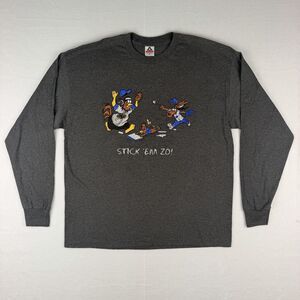 Stick Em Zo World Cartoon Embroidered Gray Baseball 2XL T-Shirt Y2K AAA Tag